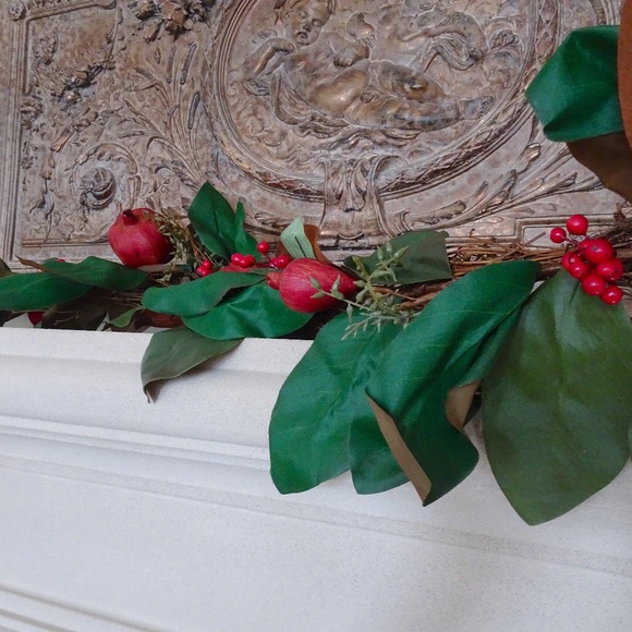 Magnolia Pomegranate Garland Winter Wonderland Christmas Holiday Decor - 6 ft - Picture 5 of 7